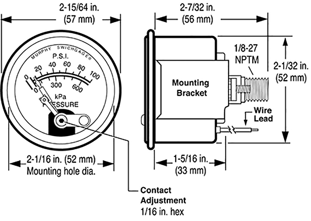 20P Swichgage Series Dimensions