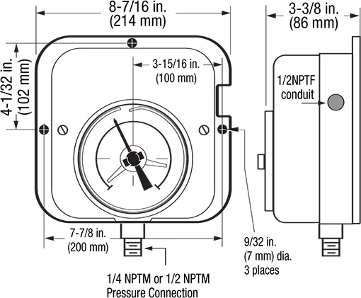 45APE Series Surface Mount Diagram