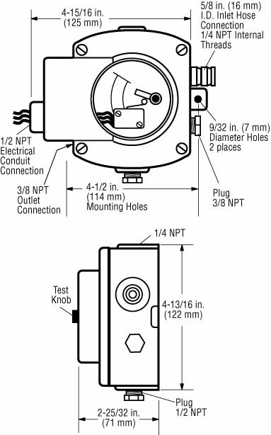 Dimensions LR857 Lube Level Regulator