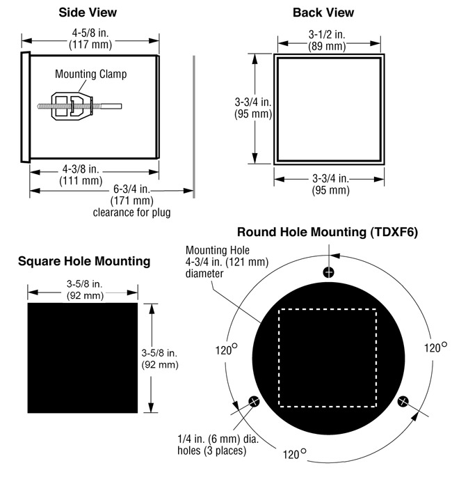 TDX6 Temperature Scanner/Pyrometer Dimensions