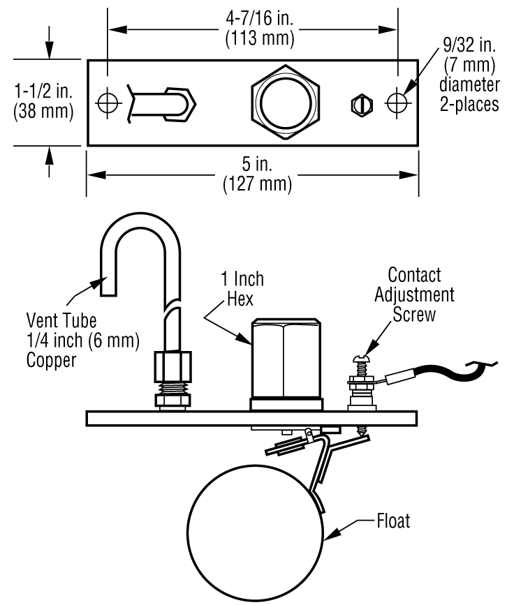 Dimensions LR579 Oil Level Regulator