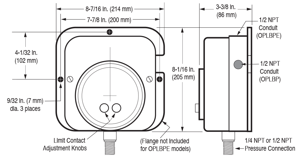 Wall Mount OPLBP Series Diagram