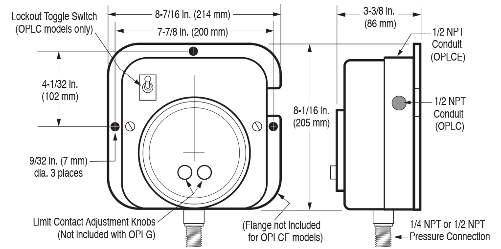Wall Mount OPLC Series Diagram