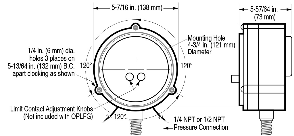 Flush Mount OPLFC Series Diagram