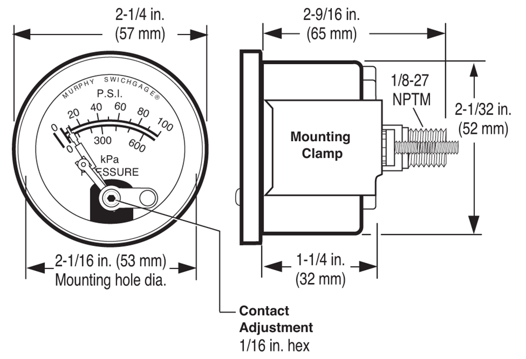 A20 Swichgage Series Dimensions